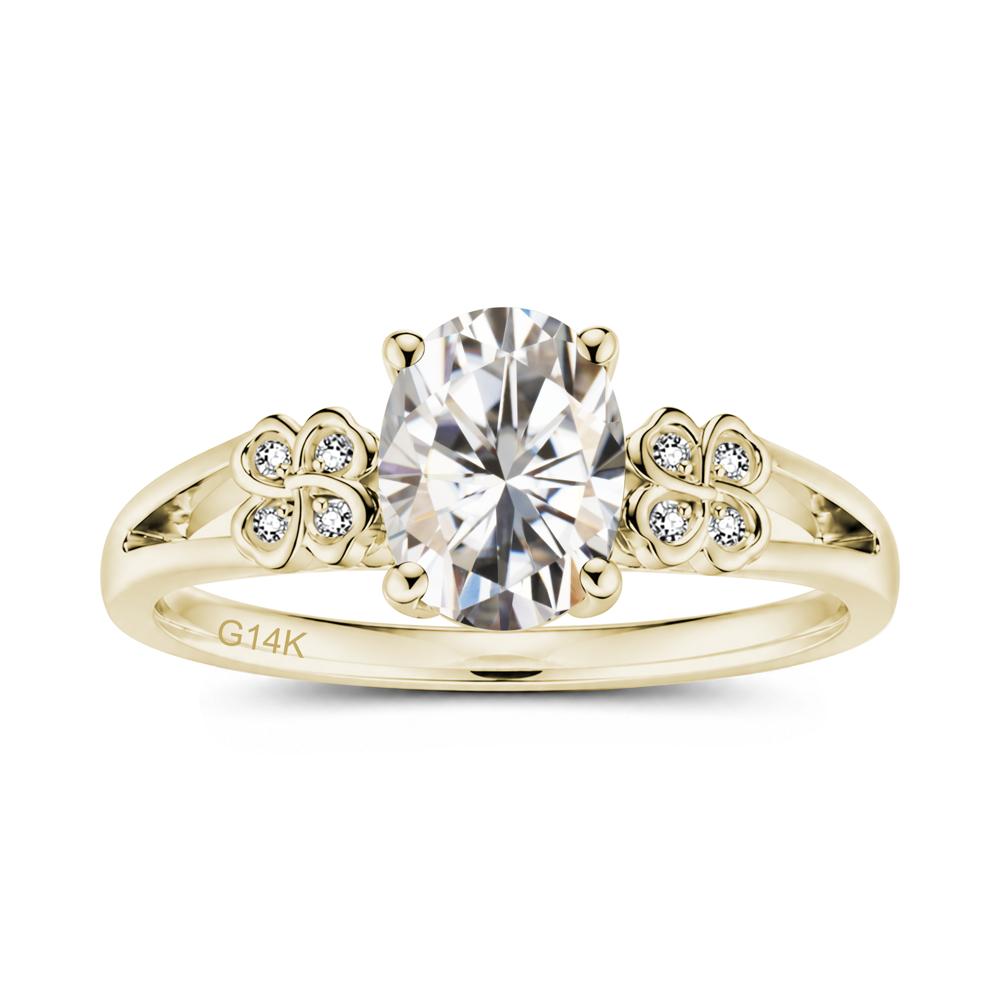 Oval Cut Emerald Leaf Clover Ring - LUO Jewelry #gemstone_Moissanite
