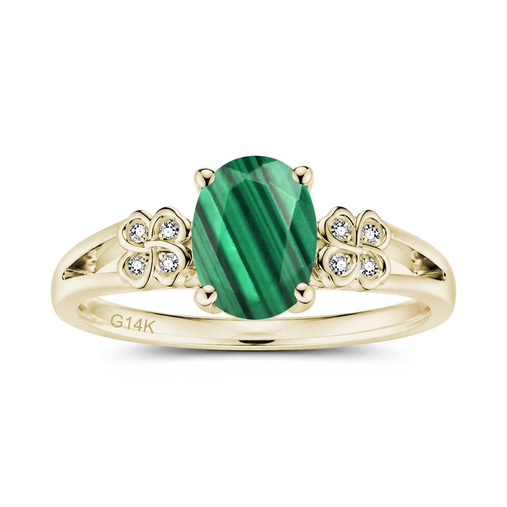 Oval Cut Emerald Leaf Clover Ring - LUO Jewelry #gemstone_Malachite