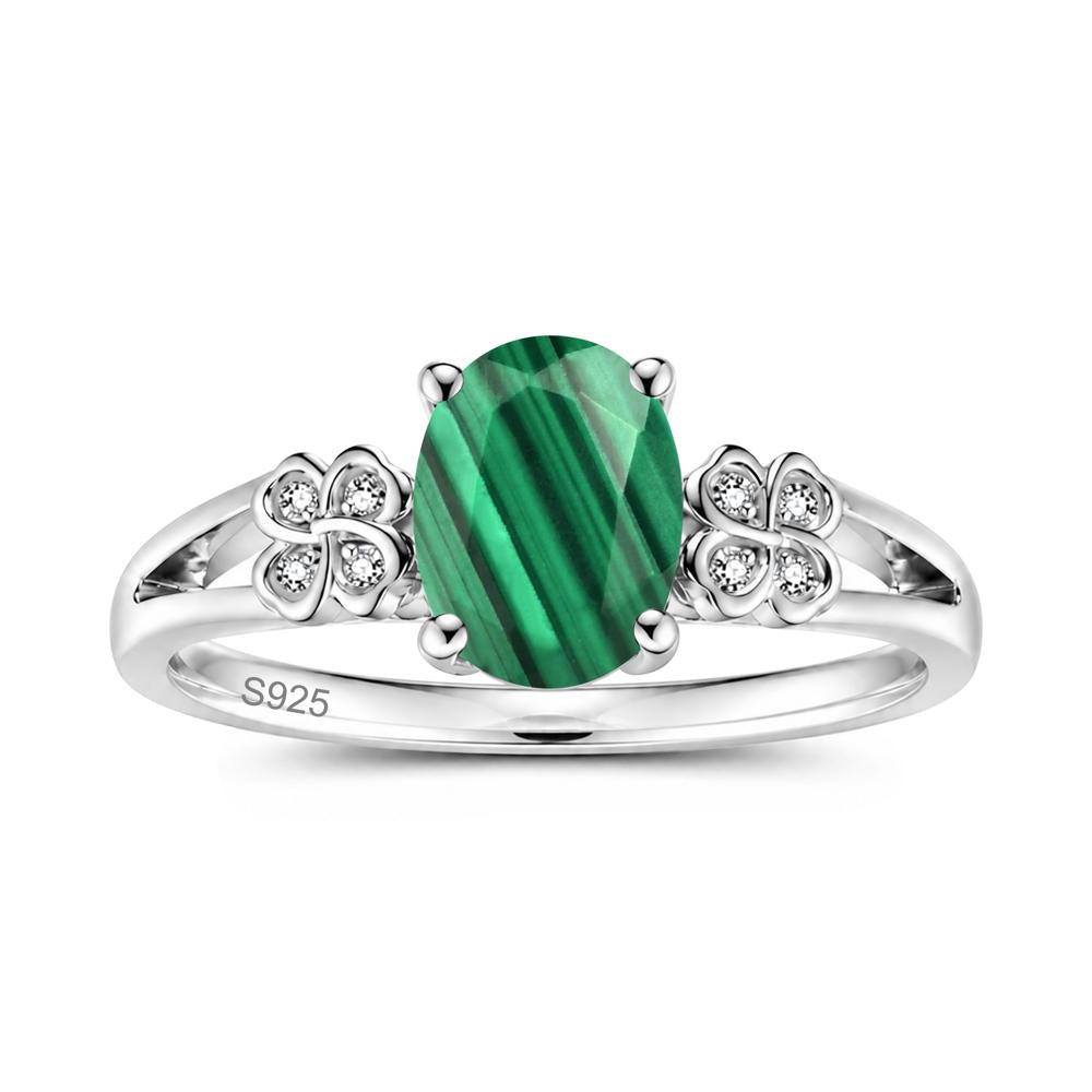 Oval Cut Emerald Leaf Clover Ring - LUO Jewelry #gemstone_Malachite