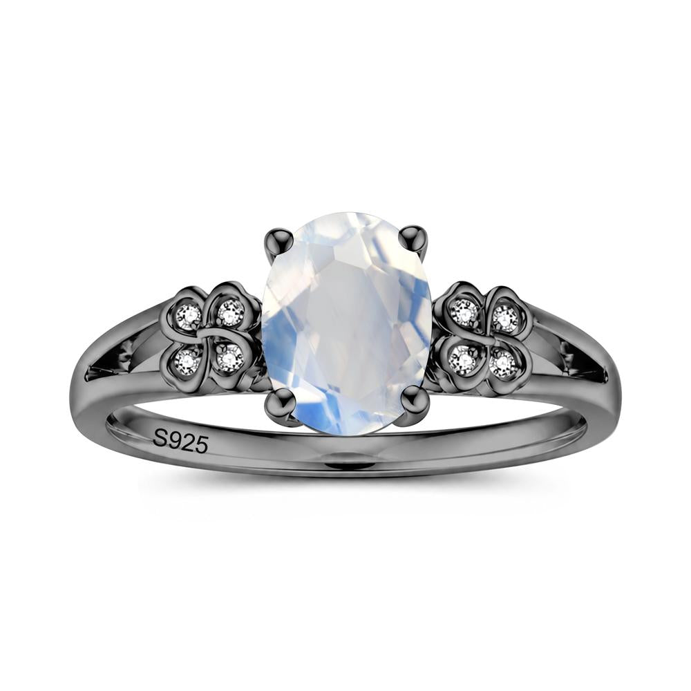Oval Cut Emerald Leaf Clover Ring - LUO Jewelry #gemstone_Moonstone