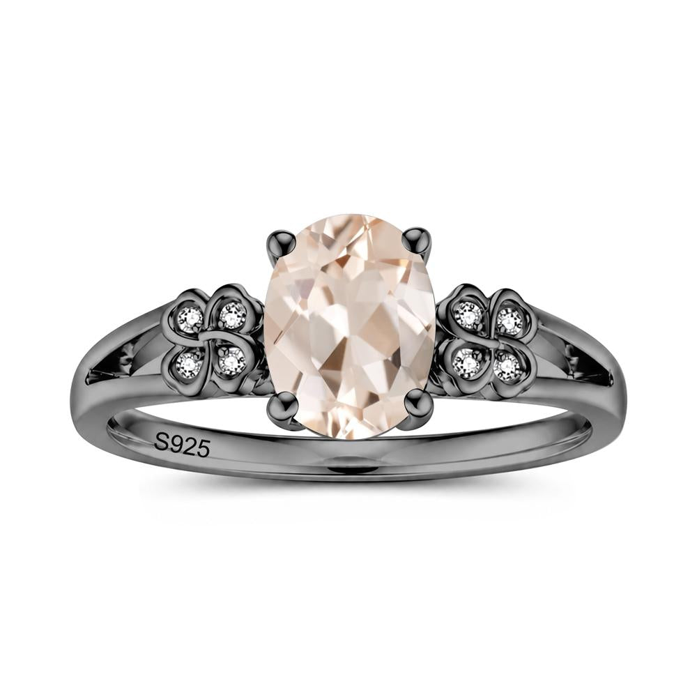 Oval Cut Emerald Leaf Clover Ring - LUO Jewelry #gemstone_Morganite