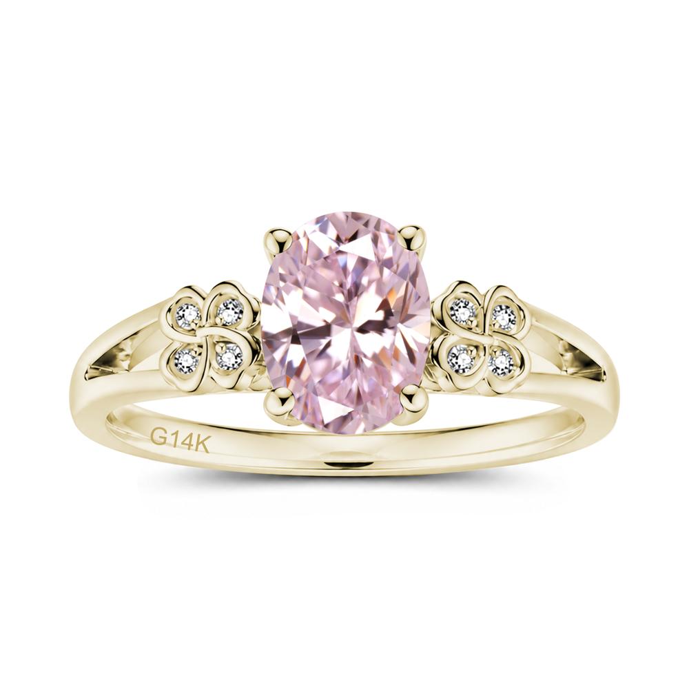Oval Cut Emerald Leaf Clover Ring - LUO Jewelry #gemstone_Pink Cubic Zirconia