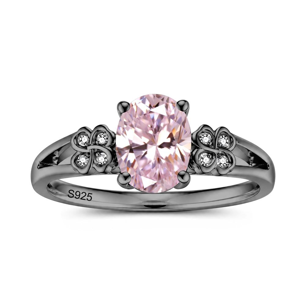 Oval Cut Emerald Leaf Clover Ring - LUO Jewelry #gemstone_Pink Cubic Zirconia