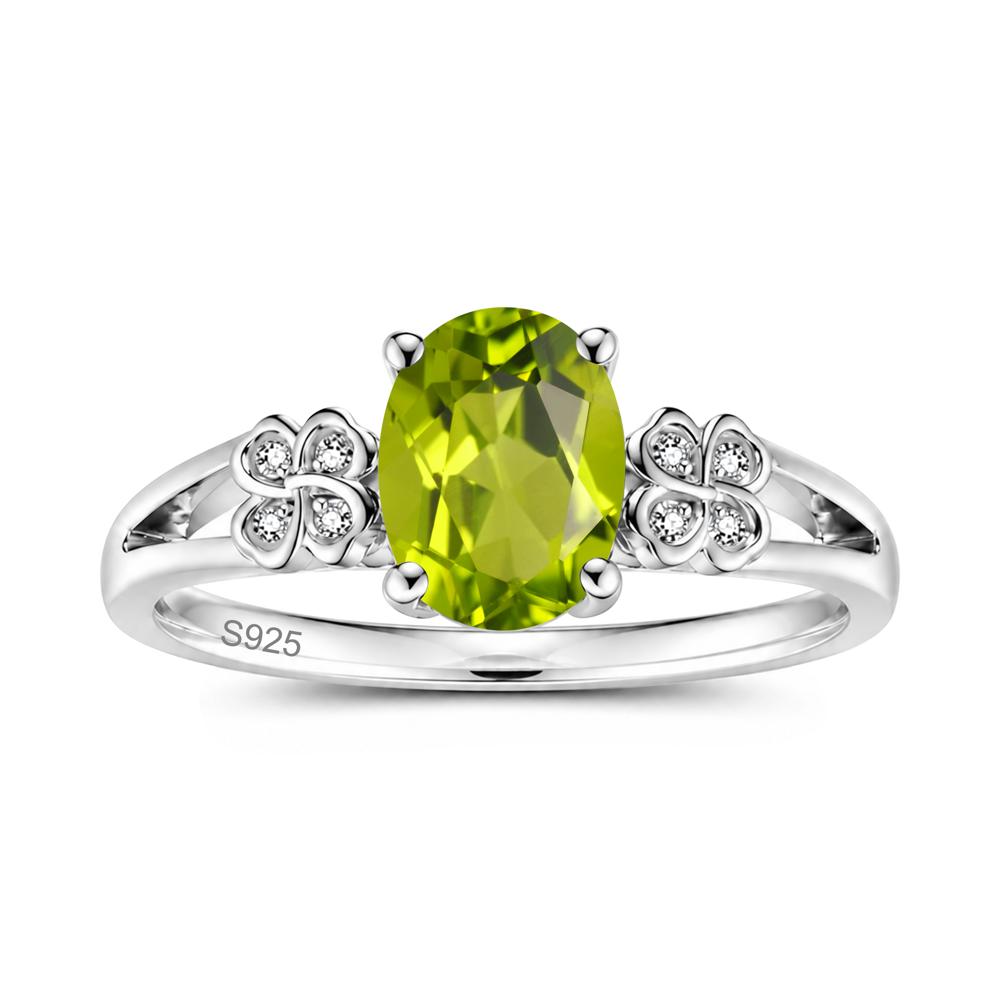 Oval Cut Emerald Leaf Clover Ring - LUO Jewelry #gemstone_Peridot