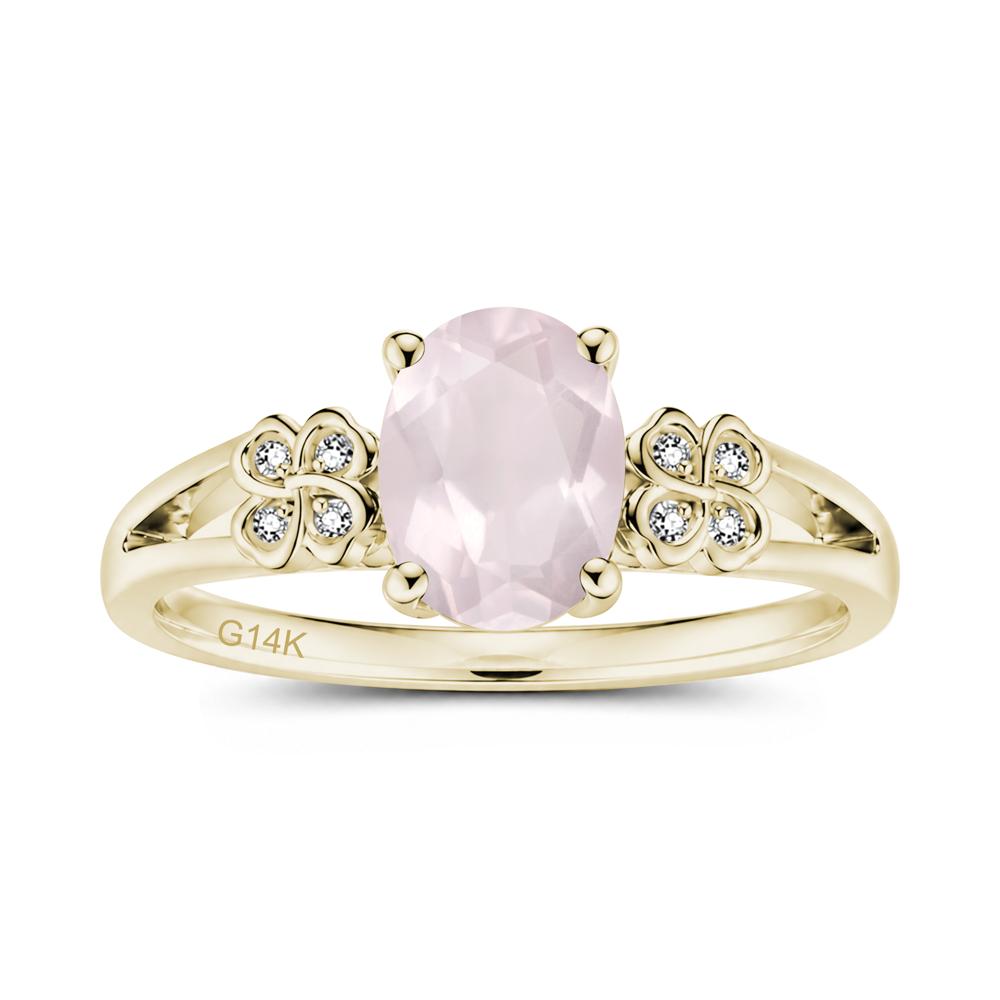 Oval Cut Emerald Leaf Clover Ring - LUO Jewelry #gemstone_Rose Quartz