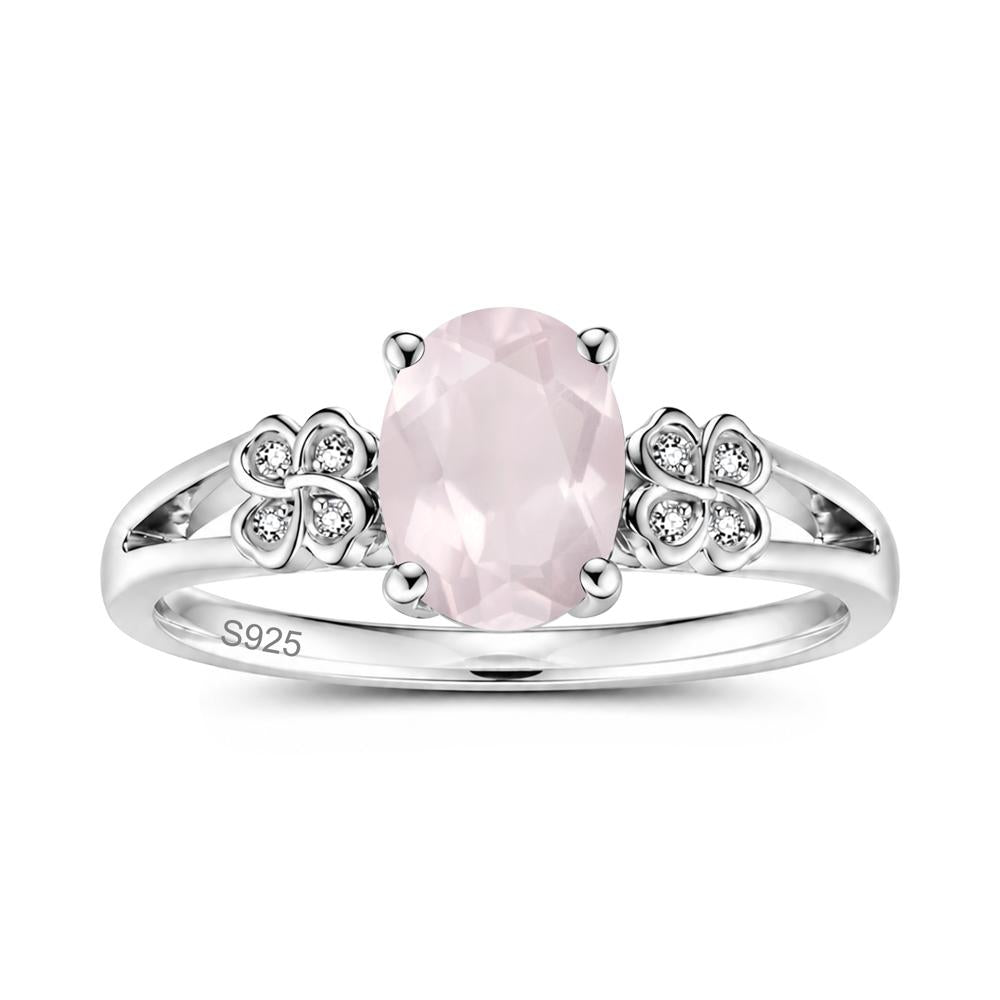 Oval Cut Emerald Leaf Clover Ring - LUO Jewelry #gemstone_Rose Quartz