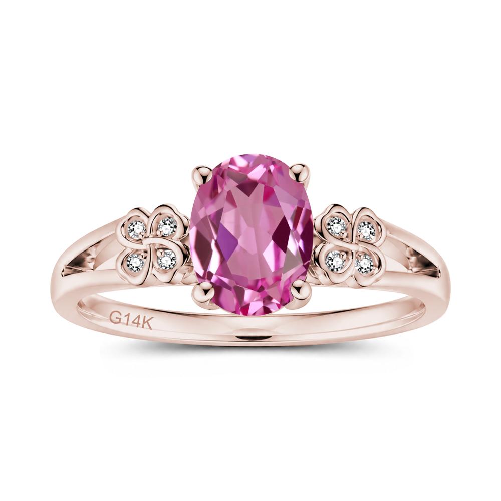 Oval Cut Emerald Leaf Clover Ring - LUO Jewelry #gemstone_Pink Sapphire