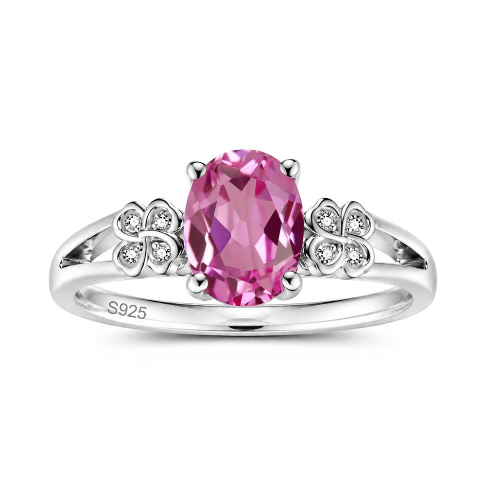 Oval Cut Emerald Leaf Clover Ring - LUO Jewelry #gemstone_Pink Sapphire
