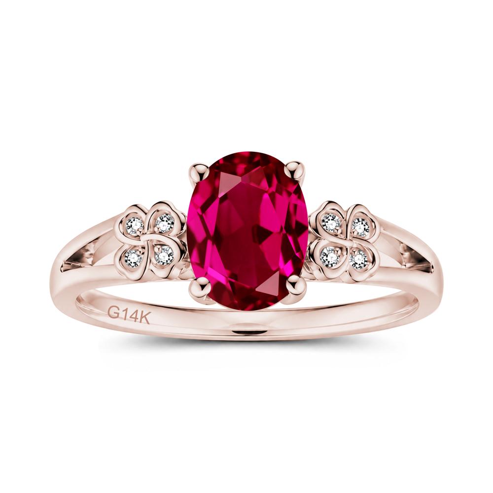 Oval Cut Emerald Leaf Clover Ring - LUO Jewelry #gemstone_Ruby