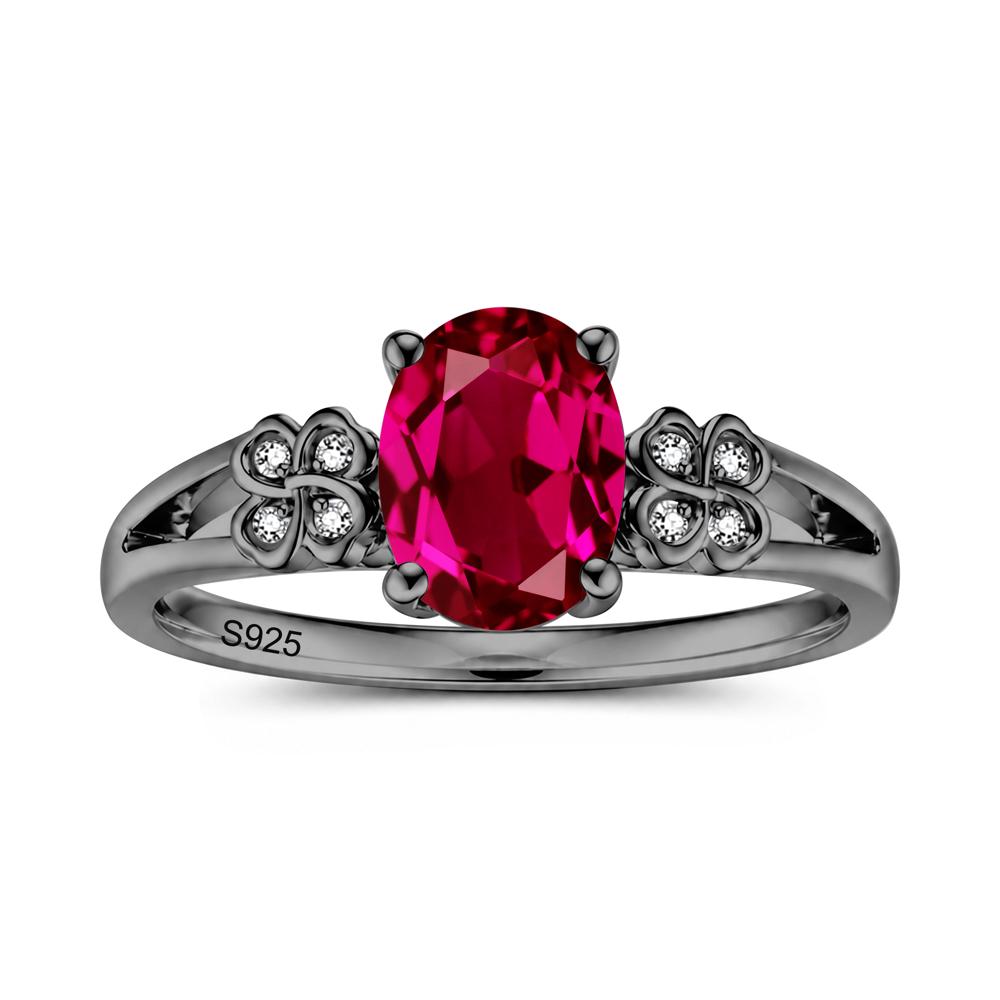 Oval Cut Emerald Leaf Clover Ring - LUO Jewelry #gemstone_Ruby