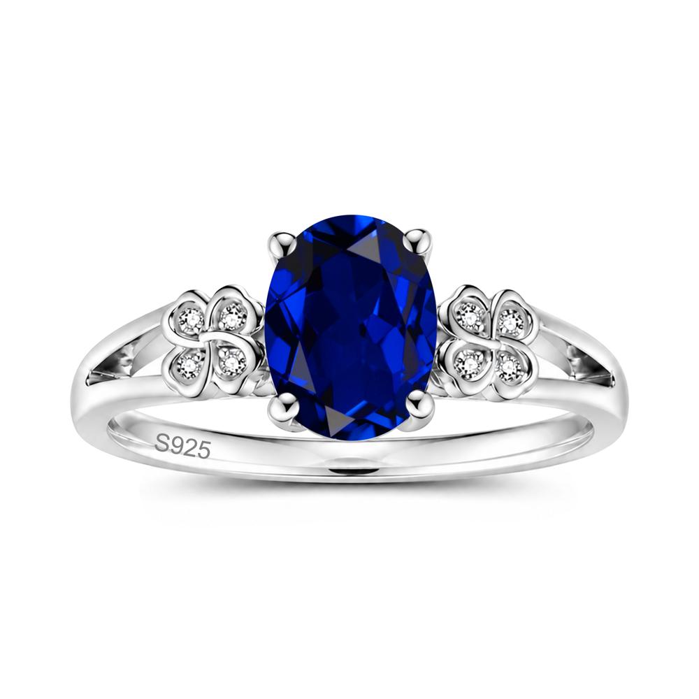 Oval Cut Emerald Leaf Clover Ring - LUO Jewelry #gemstone_Sapphire