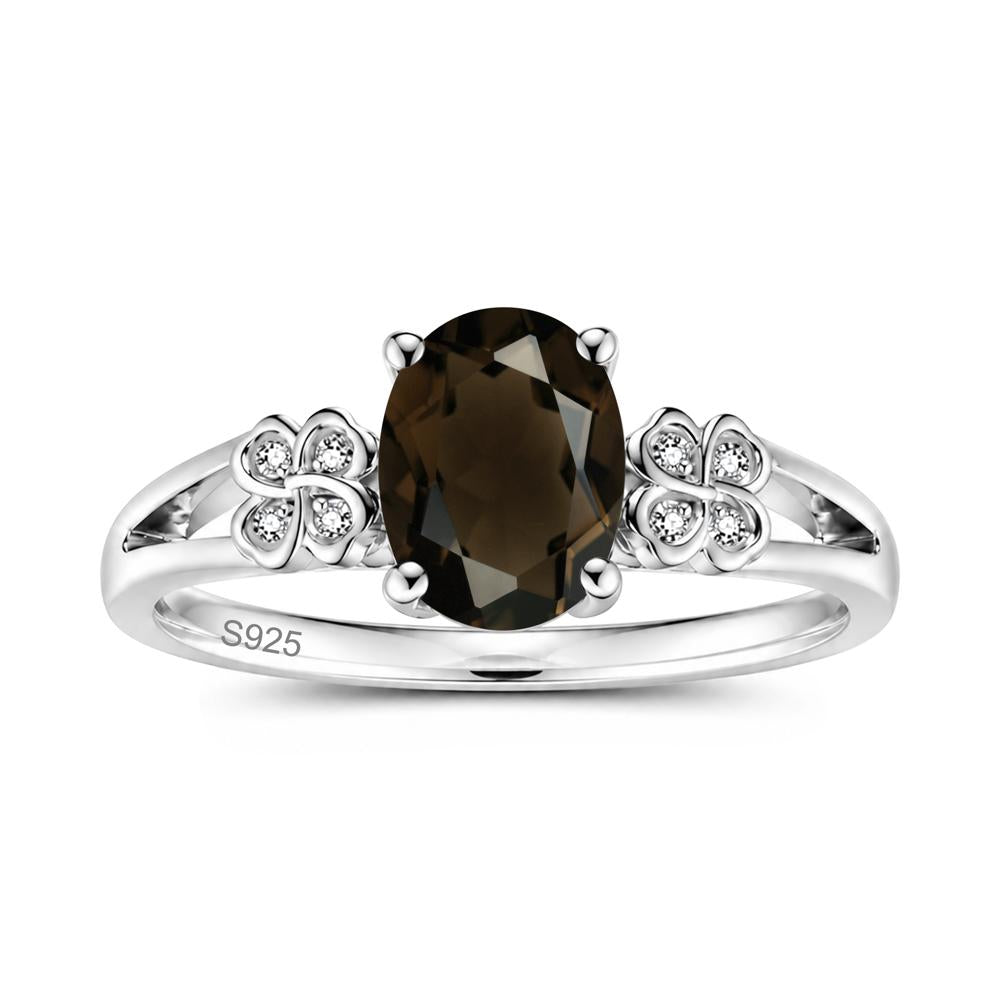 Oval Cut Emerald Leaf Clover Ring - LUO Jewelry #gemstone_Smoky Quartz