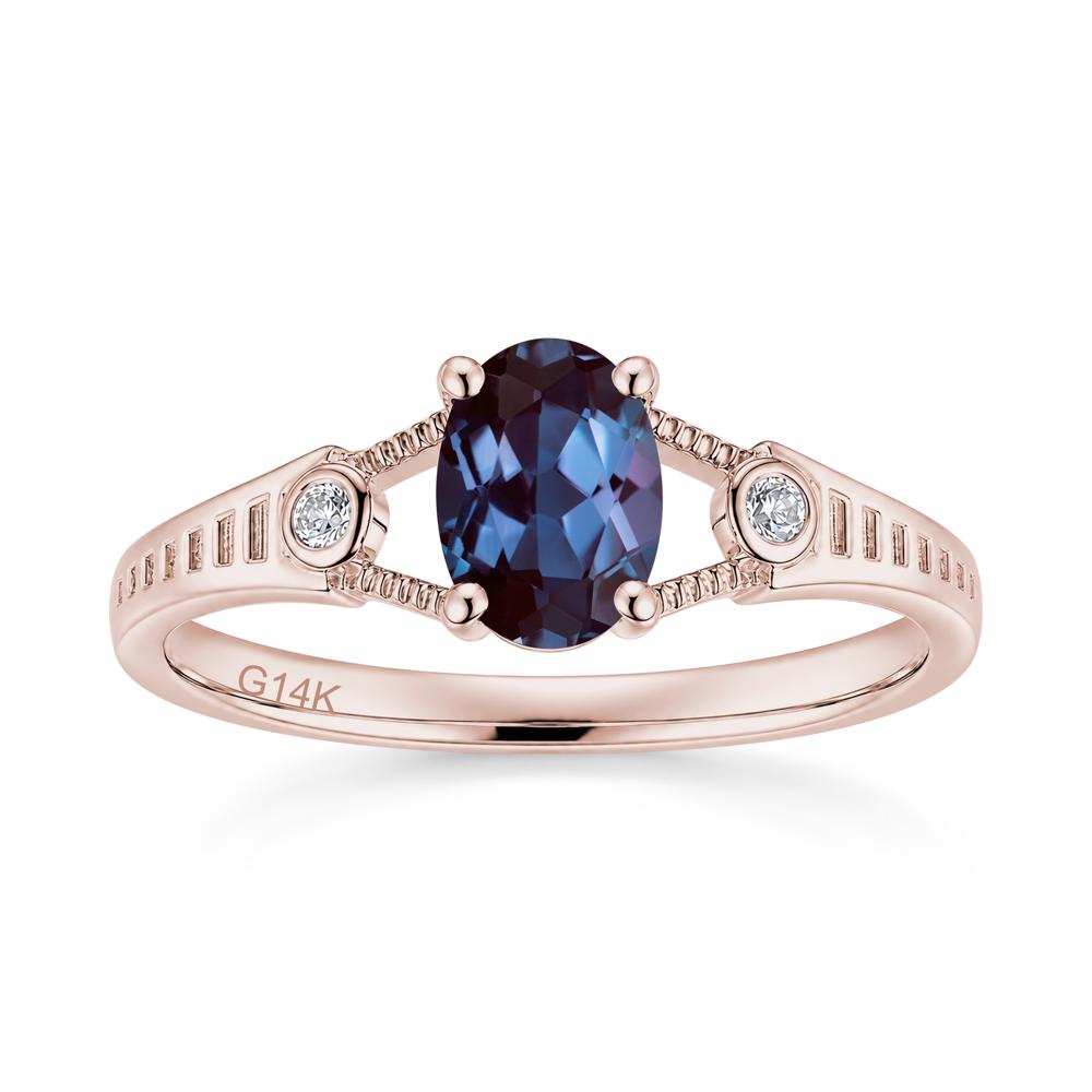 Vintage Oval Cut Sapphire Milgrain Split Ring - LUO Jewelry #gemstone_Alexandrite