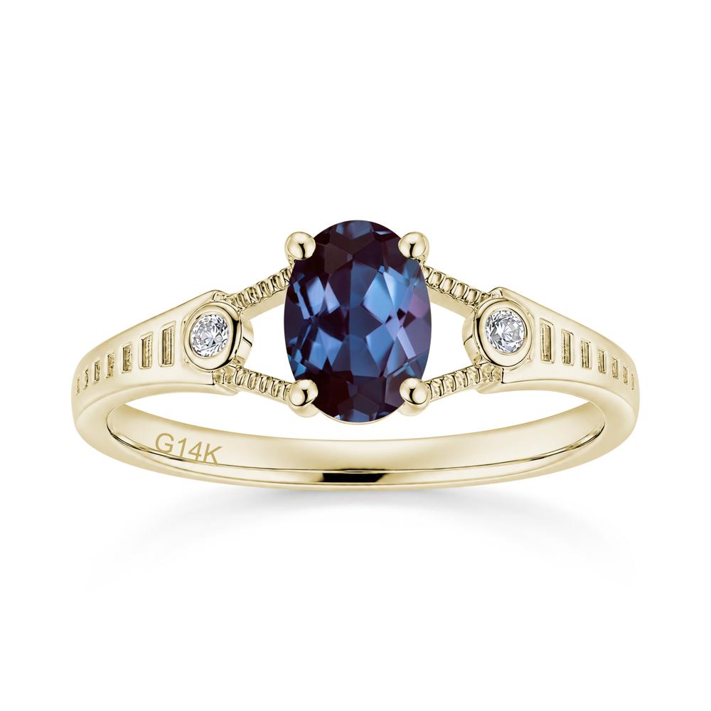 Vintage Oval Cut Sapphire Milgrain Split Ring - LUO Jewelry #gemstone_Alexandrite
