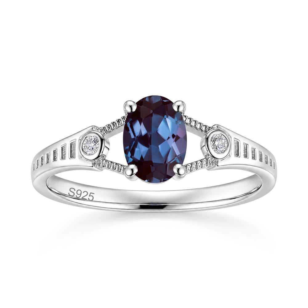 Vintage Oval Cut Sapphire Milgrain Split Ring - LUO Jewelry #gemstone_Alexandrite