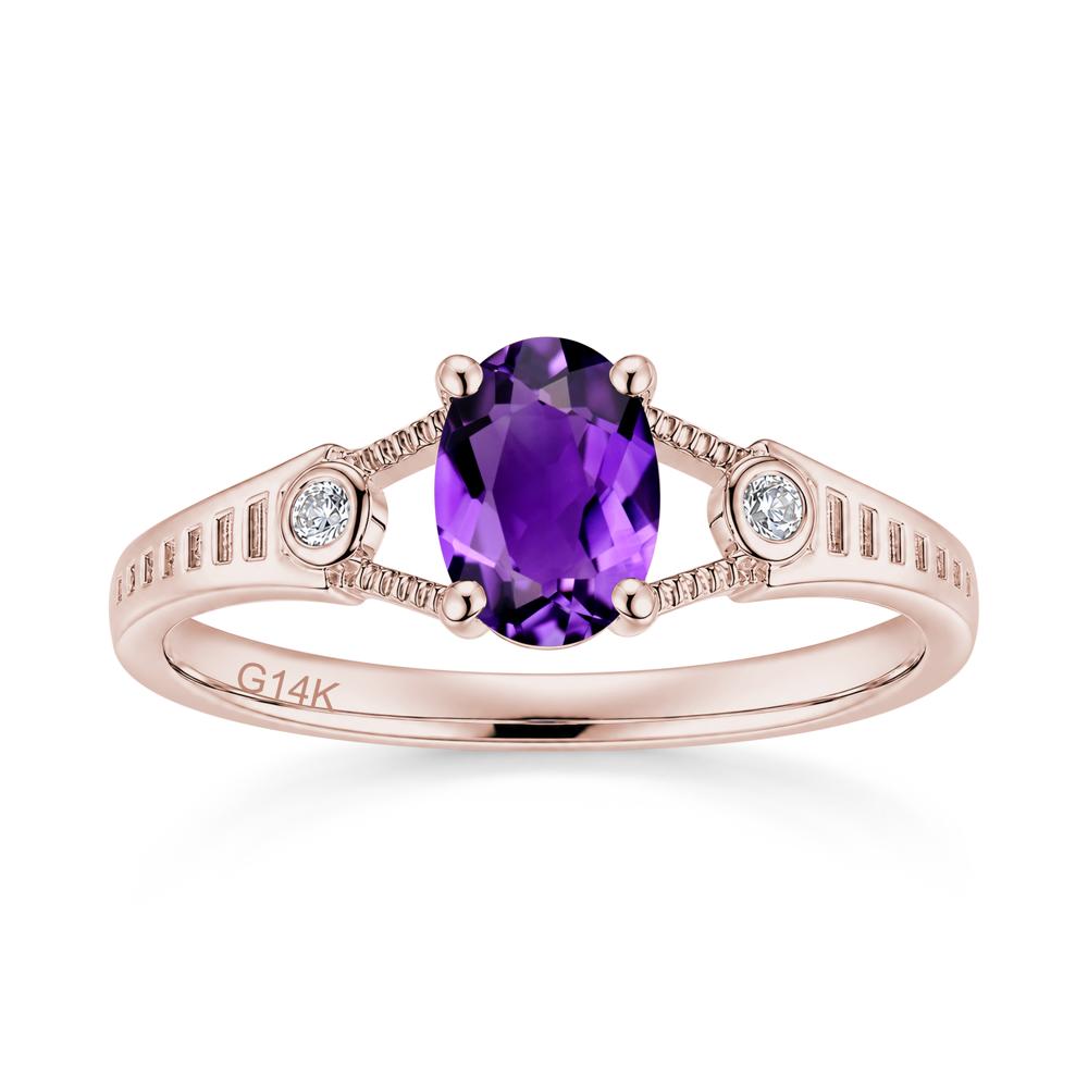Vintage Oval Cut Sapphire Milgrain Split Ring - LUO Jewelry #gemstone_Amethyst