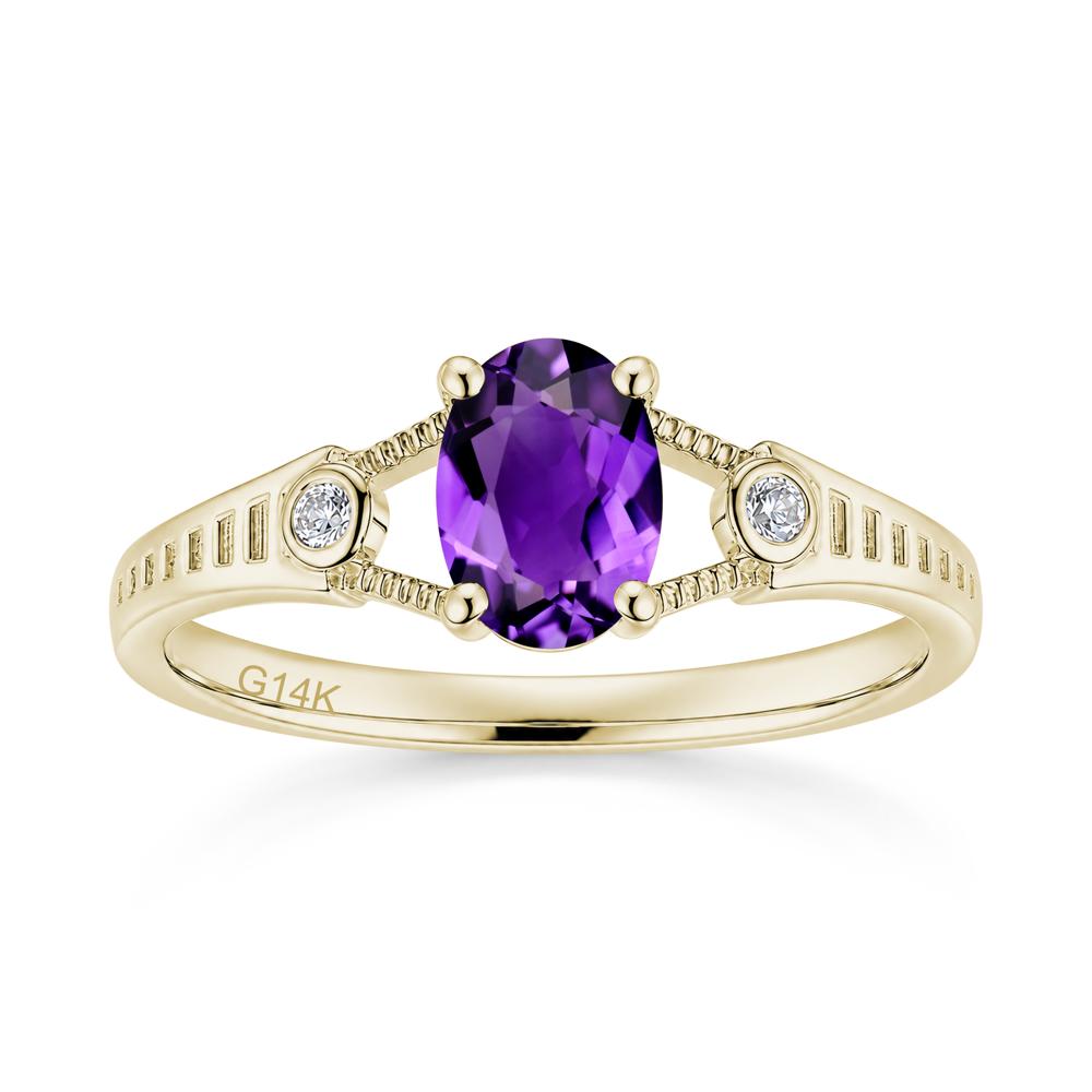 Vintage Oval Cut Sapphire Milgrain Split Ring - LUO Jewelry #gemstone_Amethyst