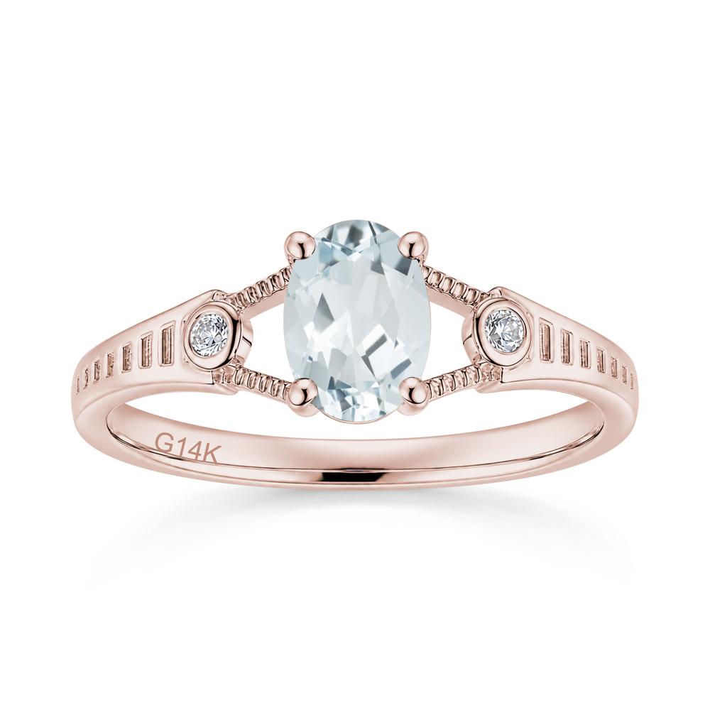 Vintage Oval Cut Sapphire Milgrain Split Ring - LUO Jewelry #gemstone_Aquamarine