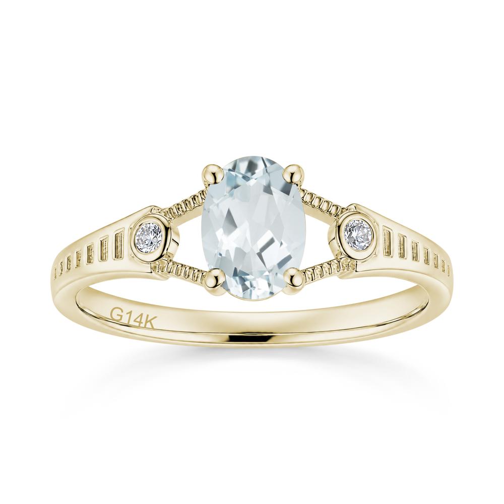 Vintage Oval Cut Sapphire Milgrain Split Ring - LUO Jewelry #gemstone_Aquamarine