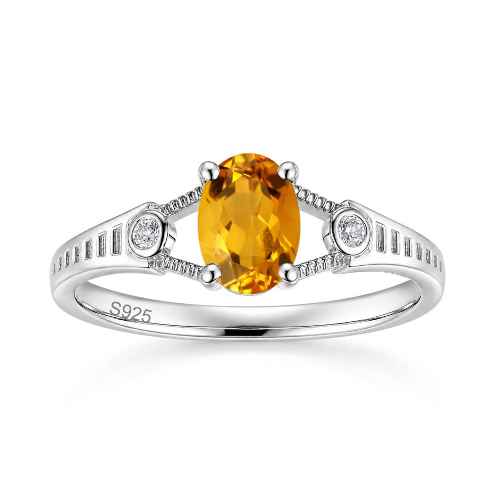 Vintage Oval Cut Sapphire Milgrain Split Ring - LUO Jewelry #gemstone_Citrine
