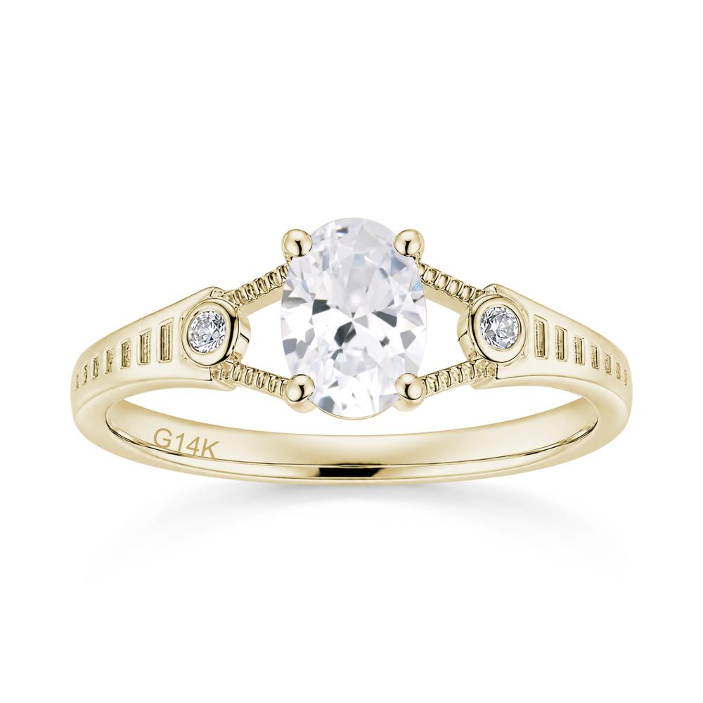 Vintage Oval Cut Sapphire Milgrain Split Ring - LUO Jewelry #gemstone_Cubic Zirconia