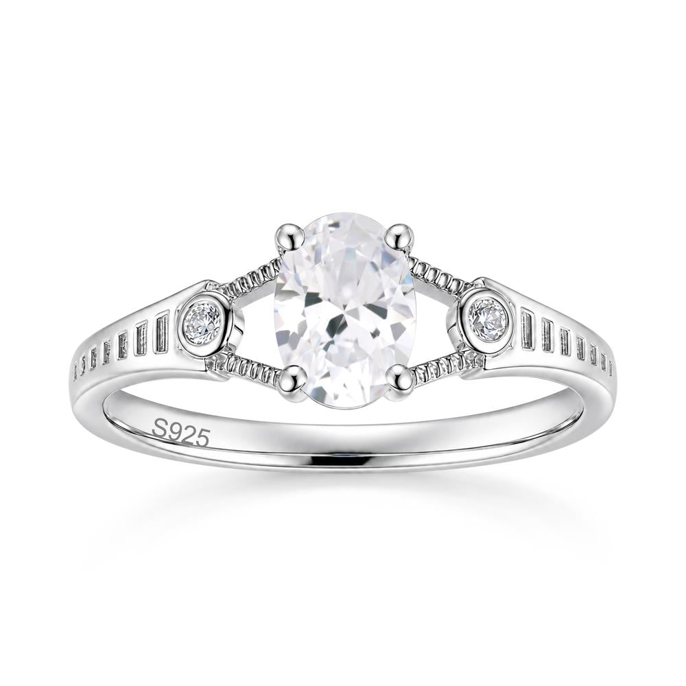 Vintage Oval Cut Sapphire Milgrain Split Ring - LUO Jewelry #gemstone_Cubic Zirconia