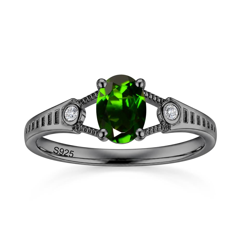 Vintage Oval Cut Sapphire Milgrain Split Ring - LUO Jewelry #gemstone_Diopside