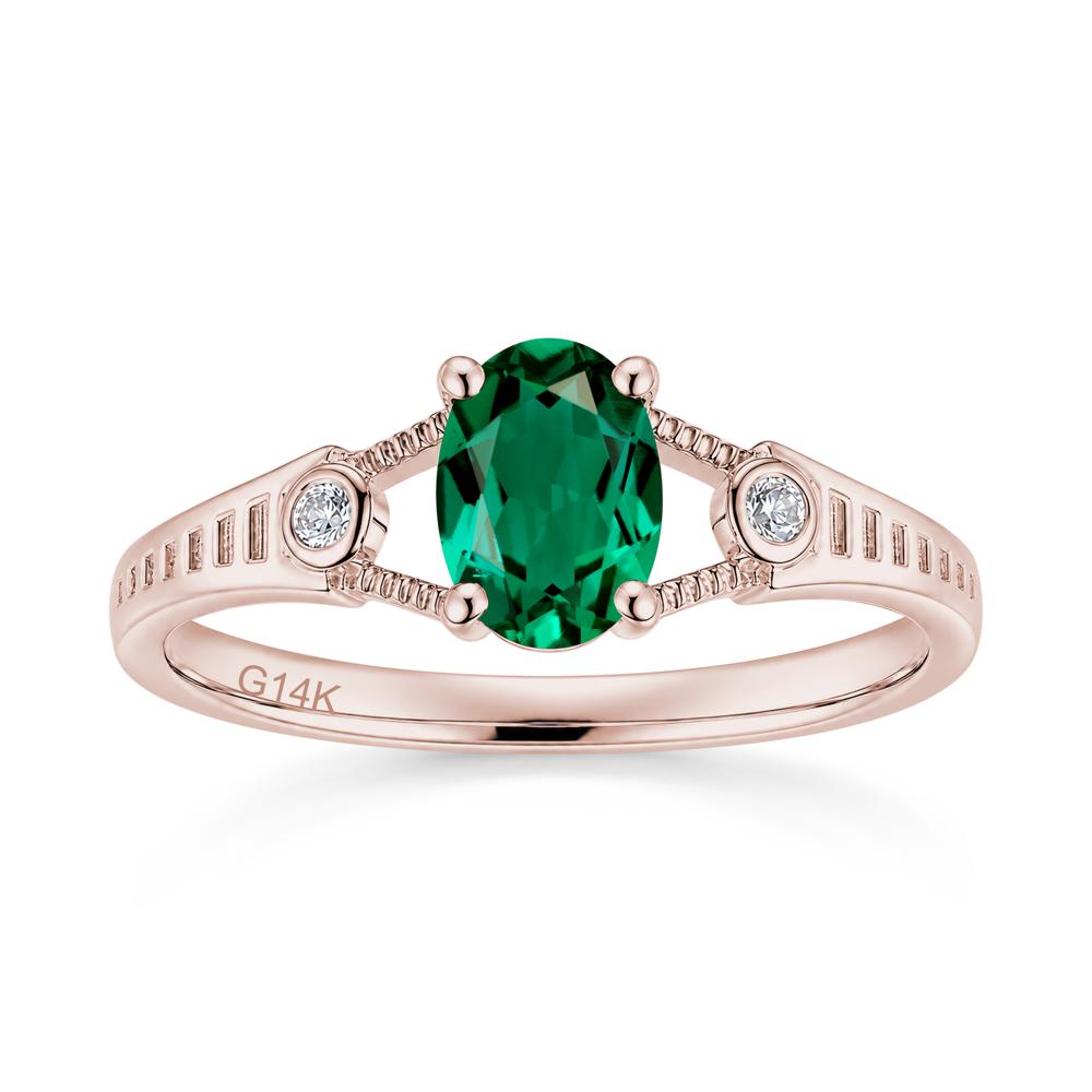 Vintage Oval Cut Sapphire Milgrain Split Ring - LUO Jewelry #gemstone_Emerald