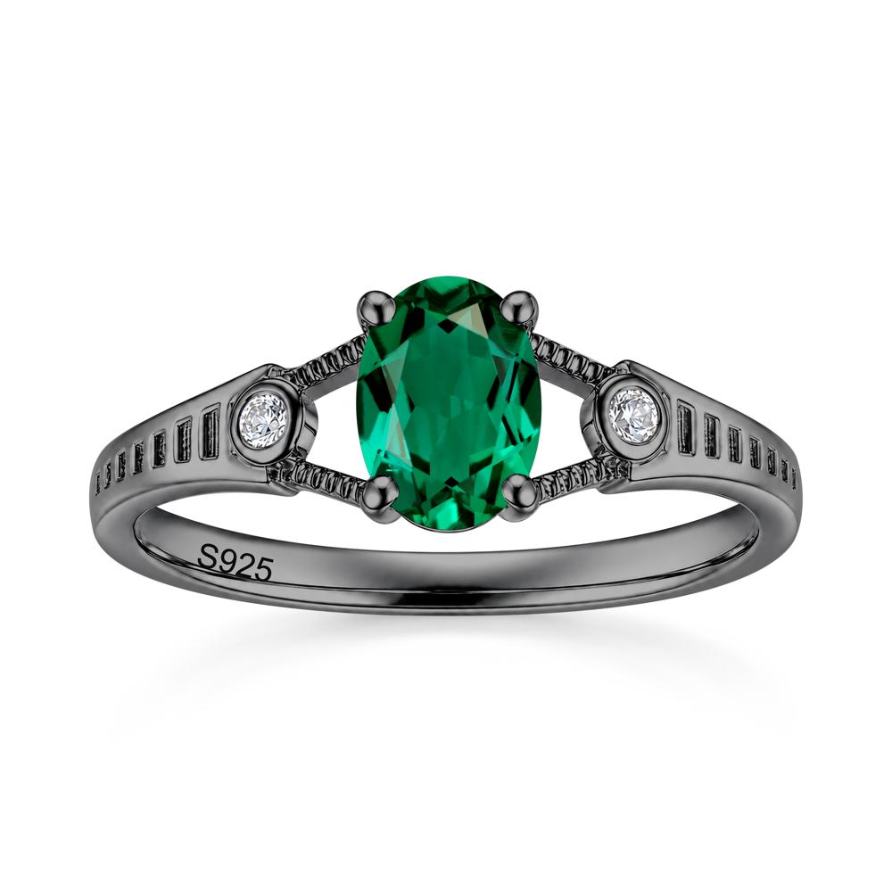 Vintage Oval Cut Sapphire Milgrain Split Ring - LUO Jewelry #gemstone_Emerald