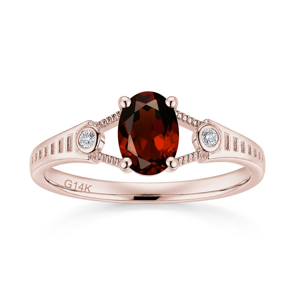 Vintage Oval Cut Sapphire Milgrain Split Ring - LUO Jewelry #gemstone_Garnet