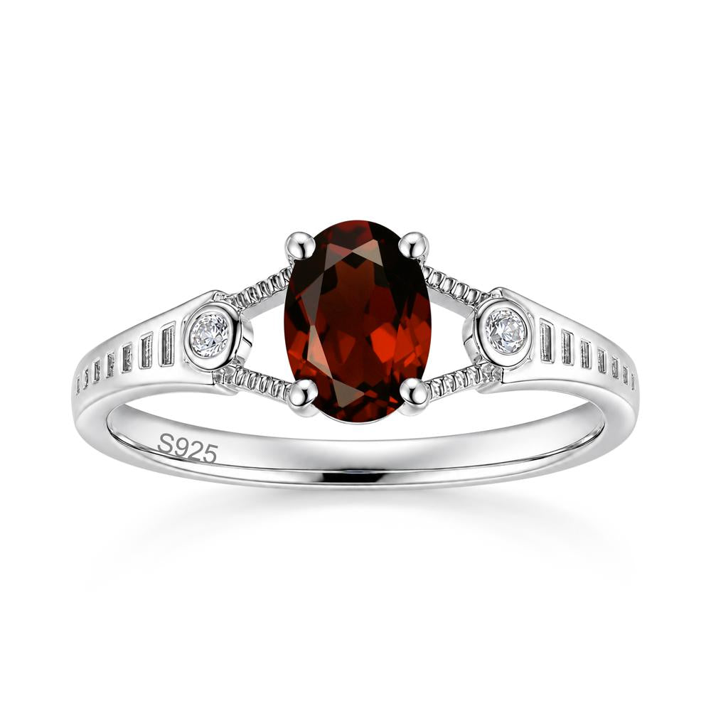 Vintage Oval Cut Sapphire Milgrain Split Ring - LUO Jewelry #gemstone_Garnet