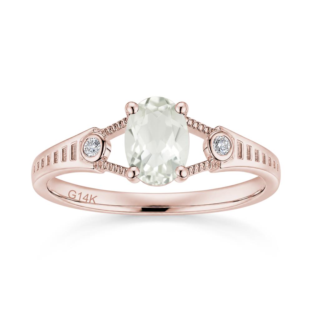 Vintage Oval Cut Sapphire Milgrain Split Ring - LUO Jewelry #gemstone_Green Amethyst