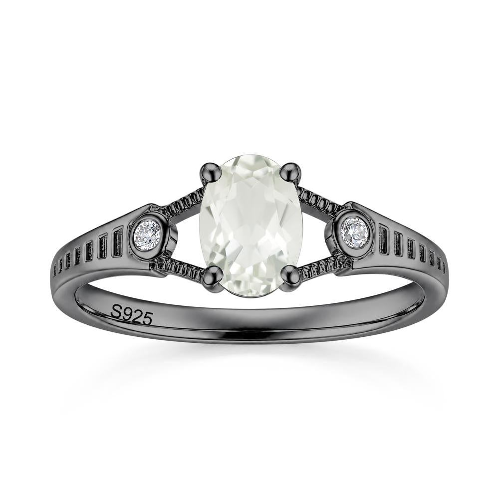 Vintage Oval Cut Sapphire Milgrain Split Ring - LUO Jewelry #gemstone_Green Amethyst