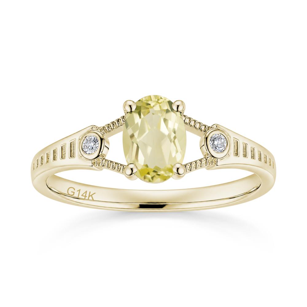 Vintage Oval Cut Sapphire Milgrain Split Ring - LUO Jewelry #gemstone_Lemon Quartz