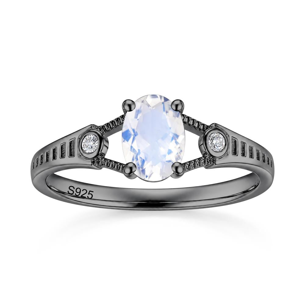 Vintage Oval Cut Sapphire Milgrain Split Ring - LUO Jewelry #gemstone_Moonstone