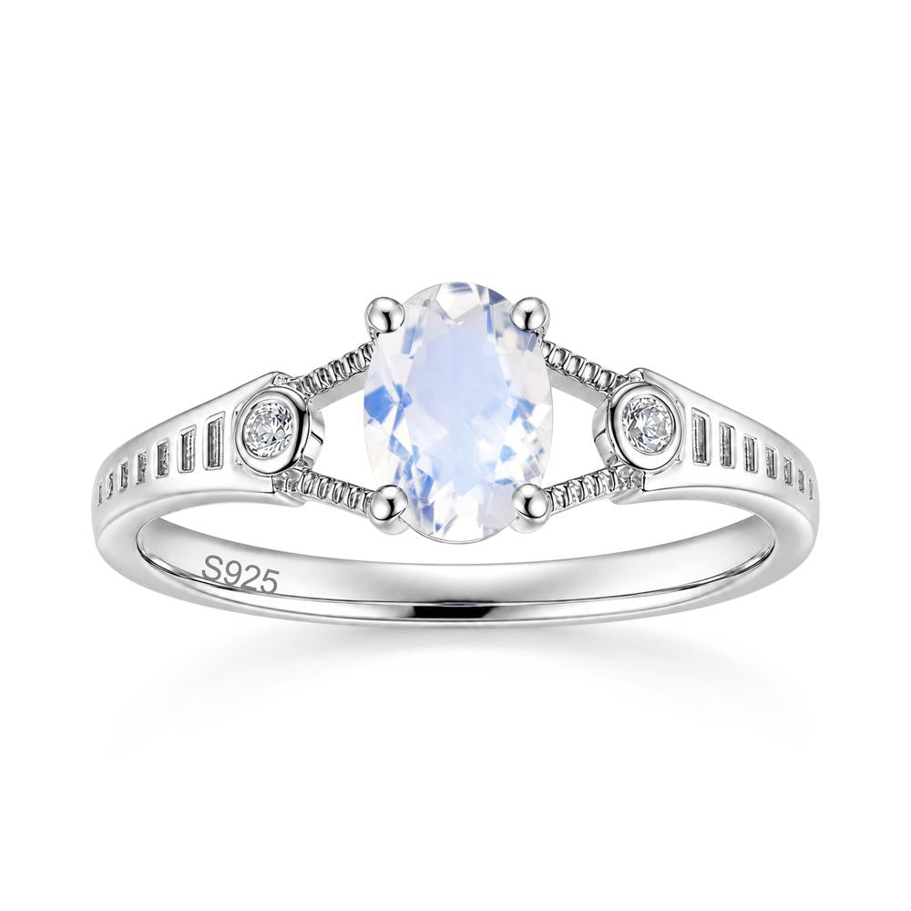 Vintage Oval Cut Sapphire Milgrain Split Ring - LUO Jewelry #gemstone_Moonstone