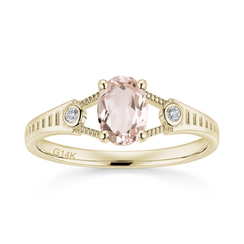 Vintage Oval Cut Sapphire Milgrain Split Ring - LUO Jewelry #gemstone_Morganite