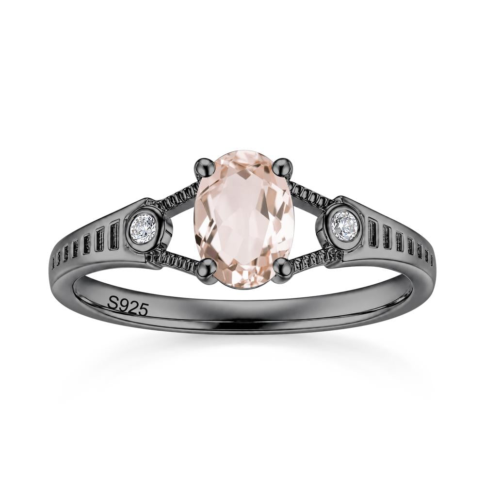 Vintage Oval Cut Sapphire Milgrain Split Ring - LUO Jewelry #gemstone_Morganite