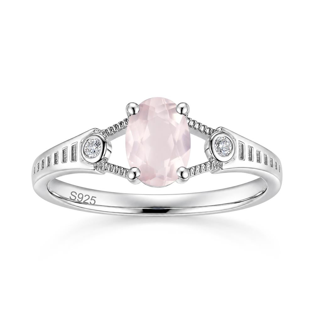 Vintage Oval Cut Sapphire Milgrain Split Ring - LUO Jewelry #gemstone_Rose Quartz