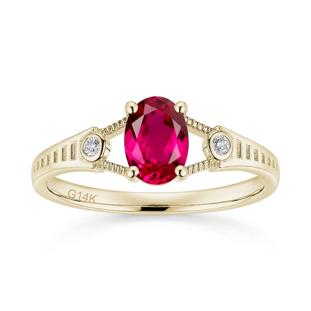 Vintage Oval Cut Sapphire Milgrain Split Ring - LUO Jewelry #gemstone_Ruby