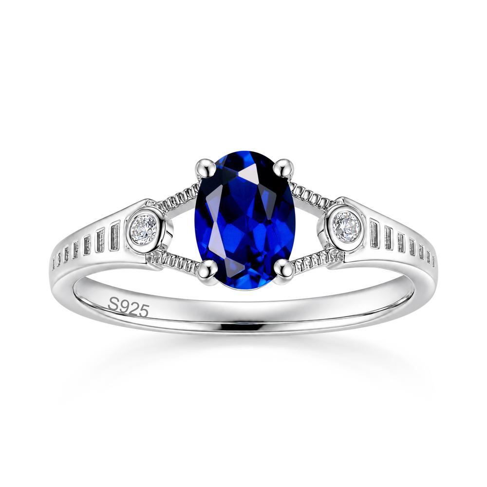 Vintage Oval Cut Sapphire Milgrain Split Ring - LUO Jewelry #gemstone_Sapphire