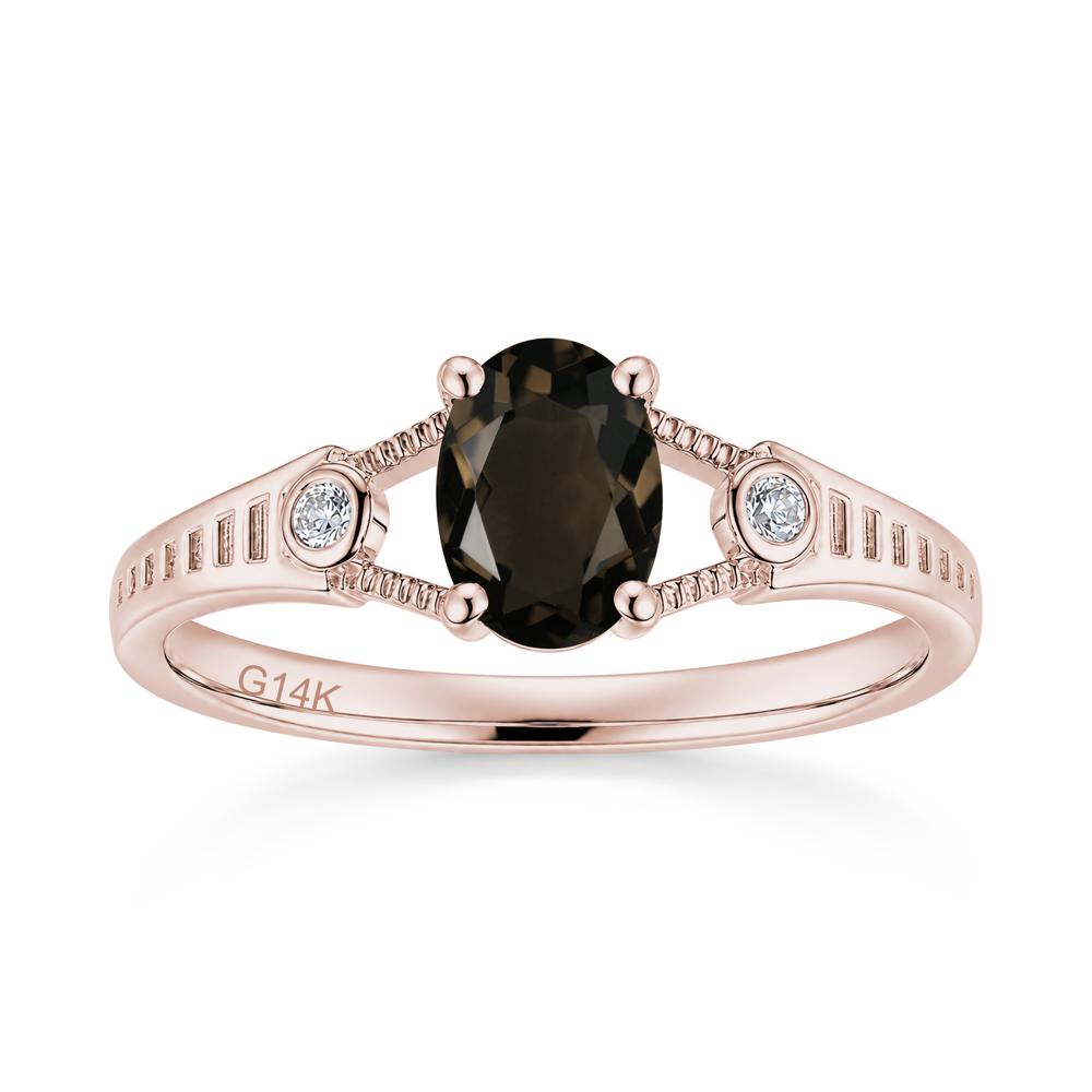 Vintage Oval Cut Sapphire Milgrain Split Ring - LUO Jewelry #gemstone_Smoky Quartz