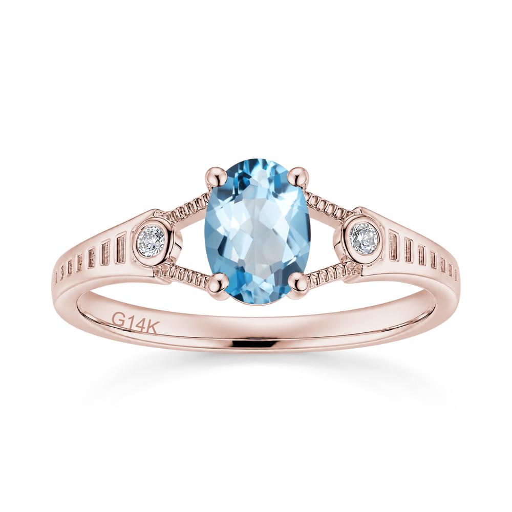 Vintage Oval Cut Sapphire Milgrain Split Ring - LUO Jewelry #gemstone_Swiss Blue Topaz
