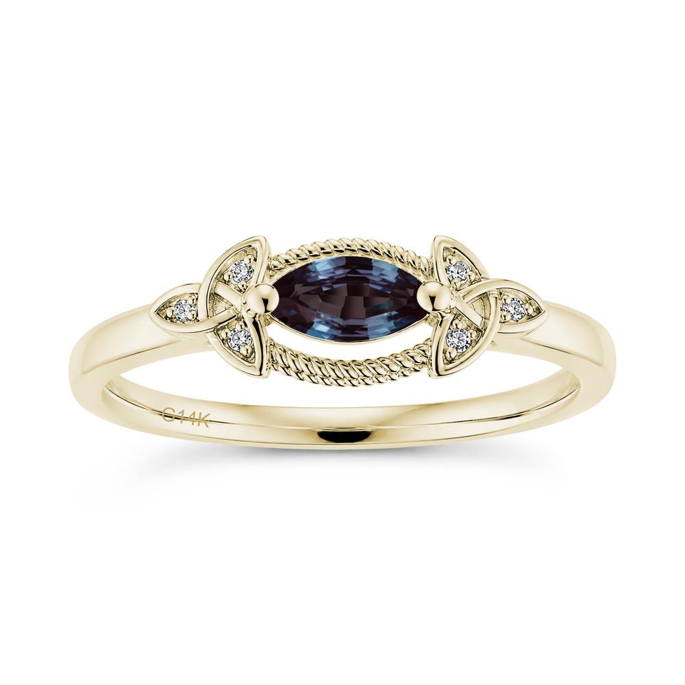 East West London Blue Topaz Milgrain Celtic Knot Ring - LUO Jewelry #gemstone_Alexandrite