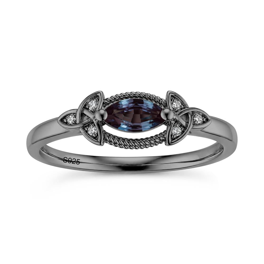 East West London Blue Topaz Milgrain Celtic Knot Ring - LUO Jewelry #gemstone_Alexandrite