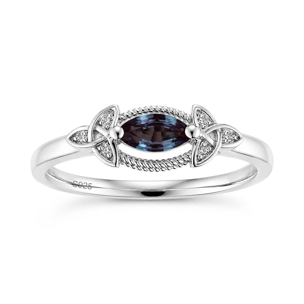 East West London Blue Topaz Milgrain Celtic Knot Ring - LUO Jewelry #gemstone_Alexandrite