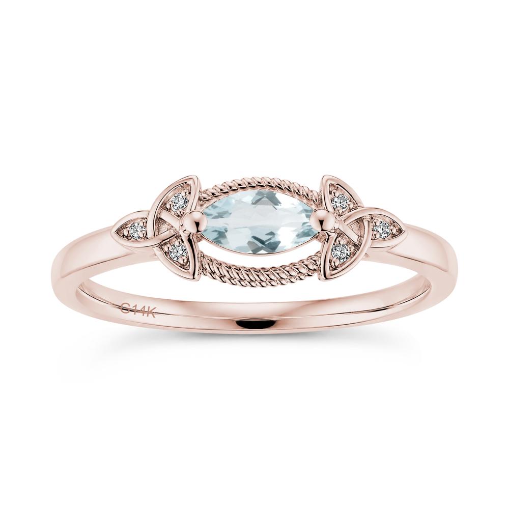 East West London Blue Topaz Milgrain Celtic Knot Ring - LUO Jewelry #gemstone_Aquamarine
