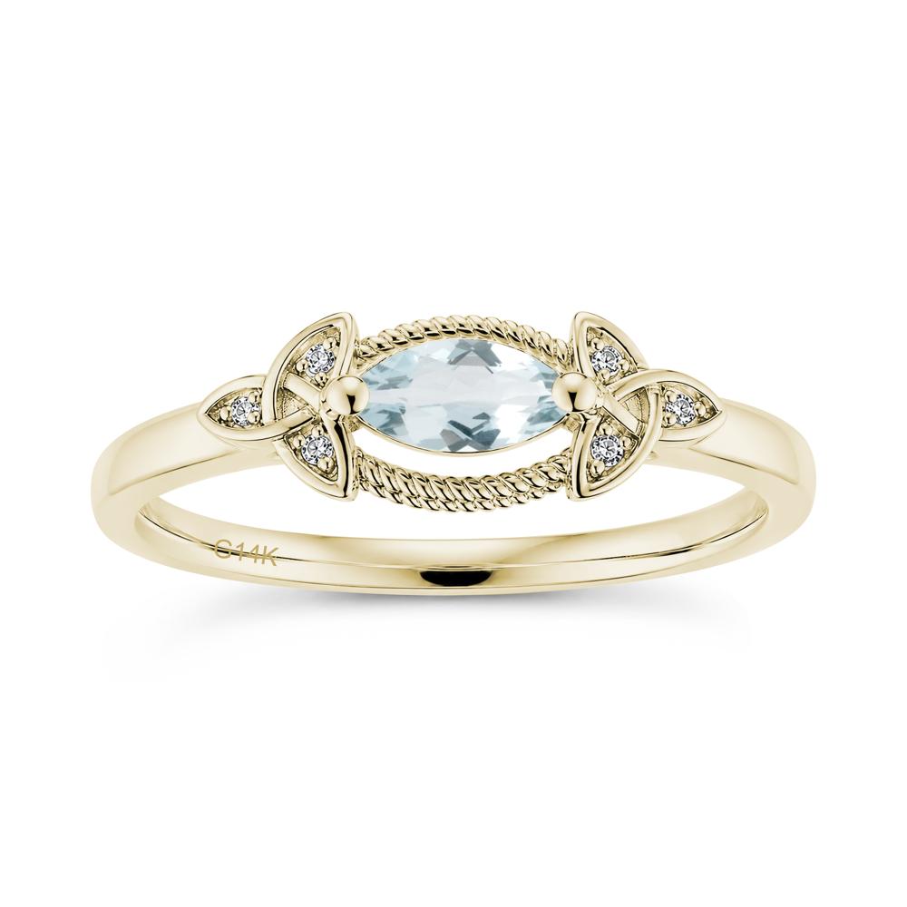East West London Blue Topaz Milgrain Celtic Knot Ring - LUO Jewelry #gemstone_Aquamarine