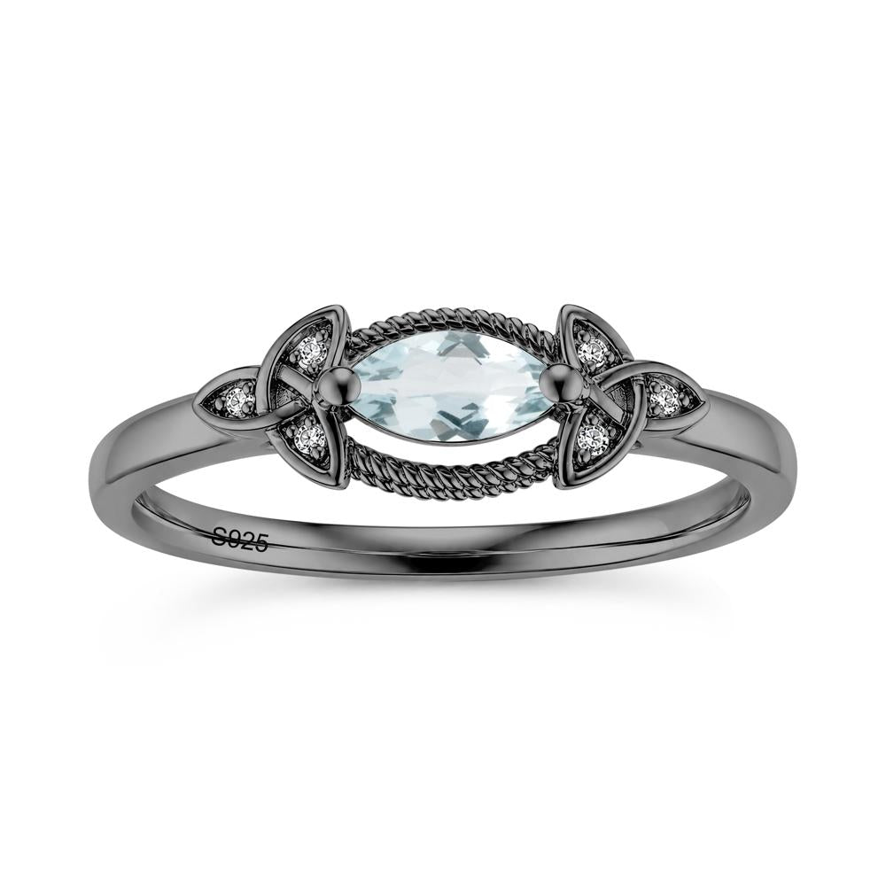 East West London Blue Topaz Milgrain Celtic Knot Ring - LUO Jewelry #gemstone_Aquamarine