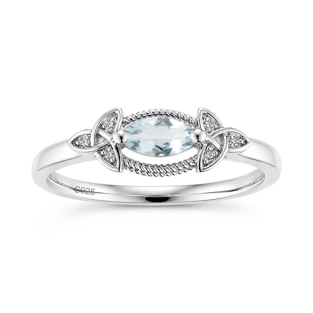East West London Blue Topaz Milgrain Celtic Knot Ring - LUO Jewelry #gemstone_Aquamarine